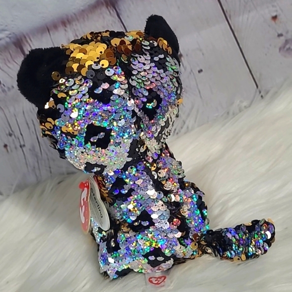 Ty Sterling Leopard Cat Sequin Flippables Ty Beanie Boos Plush Stuffed Animal - Picture 10 of 16
